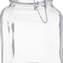 Bormioli Rocco Fido Square Jar with Blue Lid, 67.5-Ounce, Clear