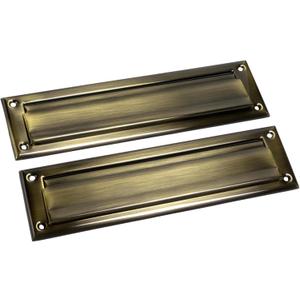 QCAA Solid Brass Mail Slot, with Solid Brass Interior Back Plate, 10" x 3", Antique Brass, 1 Pack, Made in Taiwan