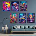 Upigi Sea Animals Diamond Painting Kits for Adults,DIY 5D Diamond Art Kits for Beginners,Round Full Drill Gem Art Crafts Kit for Home Wall Decor 12 x 16 Inch (6 Pack Sea Animals)