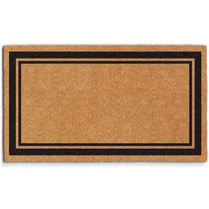 Natural Coco Coir Heavy Duty Backing Doormat - Large Cute Non-Slip Front Door Welcome Mat for Outside Entrance or Porch Entry, Brown (17x30, Border)
