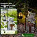 Solar Cat Outdoor Garden Lights Solar Powered Lantern Resin Statue for Outside Balcony Garden Decor Gift for Grandma Women 18 * 5.58 * 9 inch (Gray Lantern Cat)