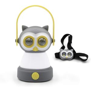 Outdoor Equipment LED Camping Lantern & Headlamp Set for Kids, FANT.LUX Battery Powered Night Light for Emergency, Hurricane, Lightweight Tent Lamp for Children (Owl Set)