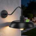 14 Inch Solar Barn Lights Outdoor Dusk to Dawn Gooseneck Barn Lights Black