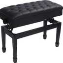 Adjustable Duet Piano Bench with Storage, Heavy Duty Double Piano Benches with Leather Cushion, Black Piano Bench for Adults, 13.8" D x 31.5" W x 19.3" H