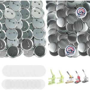 200 Sets Button Supplies, 58mm / 2.28 inch - Metal Blank Button Parts with Blank Paper for Pin Badge Maker Machine