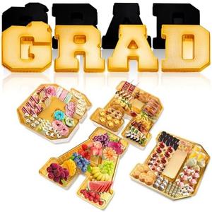 JMUQ 8 Pcs 13.7" 2025 Graduation Plastic Number Fillable for Charcuterie Disposable Plastic Mache Box Chocolate Candy Tray for Kindergarten Preschool High School College Party Supplies