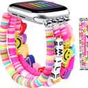 JR.DM Beaded Bracelet Compatible with Apple Watch 40mm 38mm 41mm 42mm for Women, Cute Fashion Preppy Stack Handmade Elastic Watch Strap Replacement for iWatch Series 10/9/8/7/SE/6/5/4/3/2/1 (Colorful) (38/40/41/42mm(Series 10) M(5.8"-6.3"), A1 Colorful)