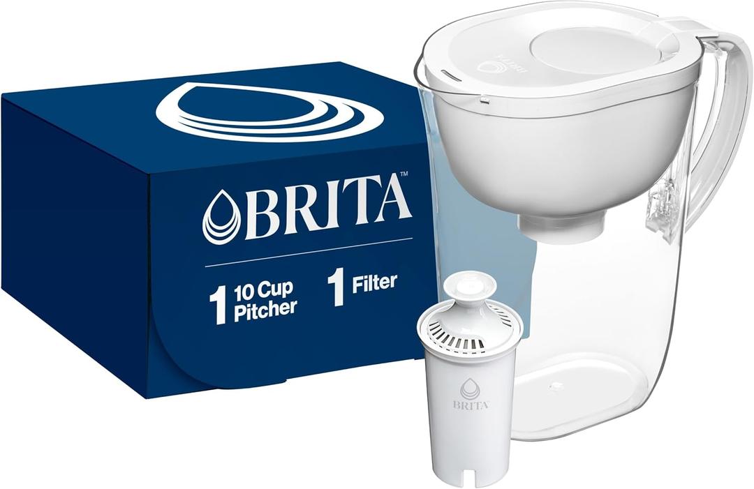 Brita Everyday Standard Water Filter Pitcher with SmartLight Filter Change Indicator, Reduces Copper, Cadmium and Mercury Impurities, Includes 1 Filter, BPA-Free, Lasts 2 Months, 10-Cup, Bright White