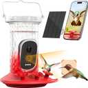 Smart Hummingbird Feeder Camera with AI Identification, 2.5K HD & Color Night Vision, Solar Powered Outdoor, IP66 Weatherproof Garden Decor & Gift for Mom (Red Ombre)