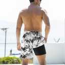 Goodstoworld Men's Funny Swim Trunks with Compression Liner 2 in 1 Quick-Dry 9" Stretch Shorts with Three Pockets (L)