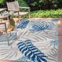 JONATHAN Y AMC100A-5 Tropics Palm Leaves Indoor Outdoor Area Rug Bohemian Floral Easy Cleaning High Traffic Bedroom Kitchen Backyard Patio Porch Non Shedding, 5 X 8, Gray/Blue (5'3" x 7'6" (Rectangular))