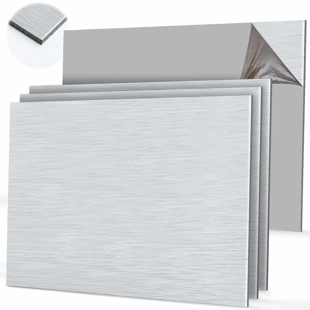Blulu 4 Pcs Aluminum Composite Panel, 1/8" Thick Rectangle Aluminum Plastic Composite Sheet Plate for Industry Crafting Handcraft DIY Projects, Brushed Silver, 36"x24"