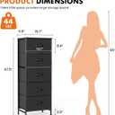 Sweetcrispy 5 Drawer Dresser with Fabric Bins Steel Frame Wood top Storage Chest for Bedroom Closet Hallway Black Compact Organizer Durable Home Storage Solution, 15.7"D x 11.8"W x 47.7"H