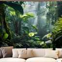 QGHOT Jungle Tapestry Wall Hanging, Green, 78.7L x 104W