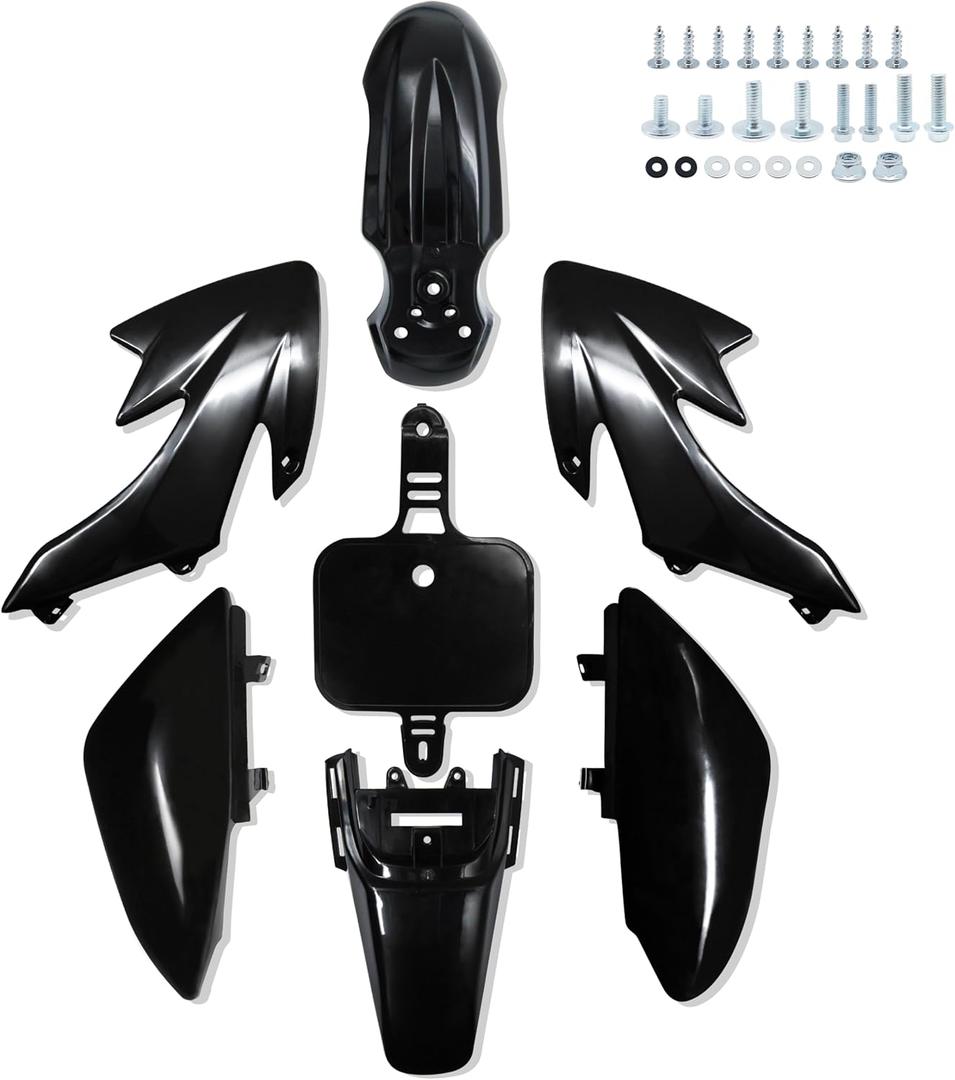CRF50 Plastics Kit Pit Bike Parts Fairings Fenders for HONDA CRF50F CRF 50 XR50 SSR 110 SSR 125 Coolster 125 Baja DR70 and Similar Trail Dirt Bike 50cc-160cc (JM007-BLACK)