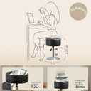 LUE BONA 360Swivel Vanity Stool Chair for Makeup Room, Height Adjustable Stool for Vanity with Storage, Small Black Faux Leather for Bathroom, Living Room