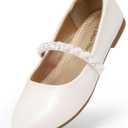 DREAM PAIRS Girls Mary Jane Dress Shoes Ballerina Flats for Wedding, Party (Toddler/Little Kid/Big Kid) 1 White