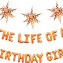 The Life of A Birthday Girl Balloons Banner Bright Orange Checkered Gingham Burst/Explosion Star Foil Balloons in My Music Era Singer Theme Decor Happy Birthday Party Decorations Supplies for Girl
