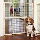 MYPET Wire Mesh Dog Gate: 29.5"-40" Wide, Pressure Mounted with No Tools; Expandable, Durable Pet Gates for Doors and Hallways, 37" Tall, Made with Sustainable Hardwood