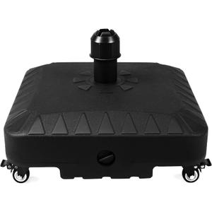 Patio Umbrella Base with 4 Rolling WheelsFillable & Movable Market Stand for Patio,Poolside, Deck,Garden (Black)