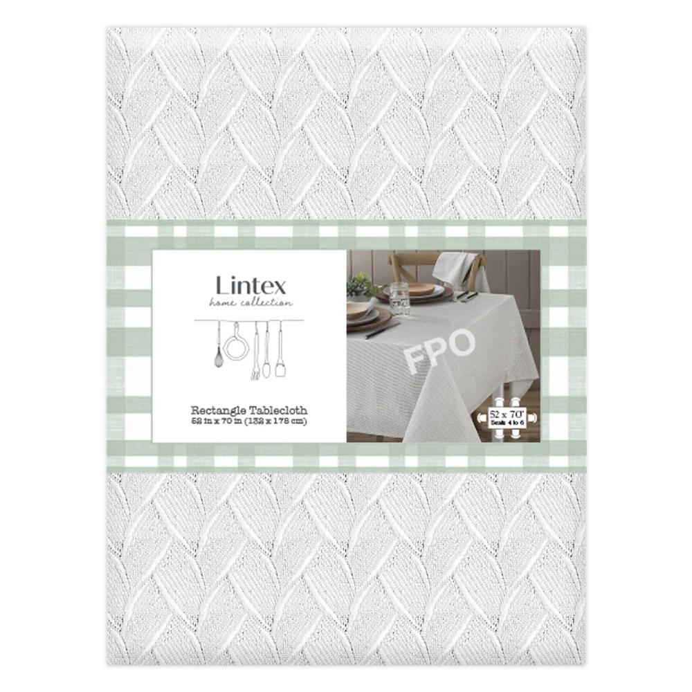 Lintex Home Collection Rectangle Anais Tablecloth - White, 52 x 70 in