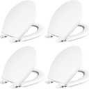 Mayfair Cassel Slow Close Toilet Seat, Easy Clean, Non Slip Premium Wood Seat, Easy Install, Made in USA, Round, White, 4-Pack
