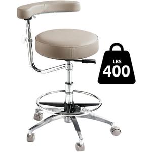 Ergonomic Dental Stool with Adjustable Height & Rolling Base - Comfortable Dentist Chair for Hygienists, Assistants, & Medical Professionals - Grey