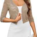 Women's 3/4 Sleeve Bolero Shrug Lightweight Cropped Short Cardigan Sweaters for Dresses, S