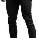 GINGTTO Men's Ripped Jeans Slim Fit Skinny Stretch Jeans Pants (38W x 28L, Black)