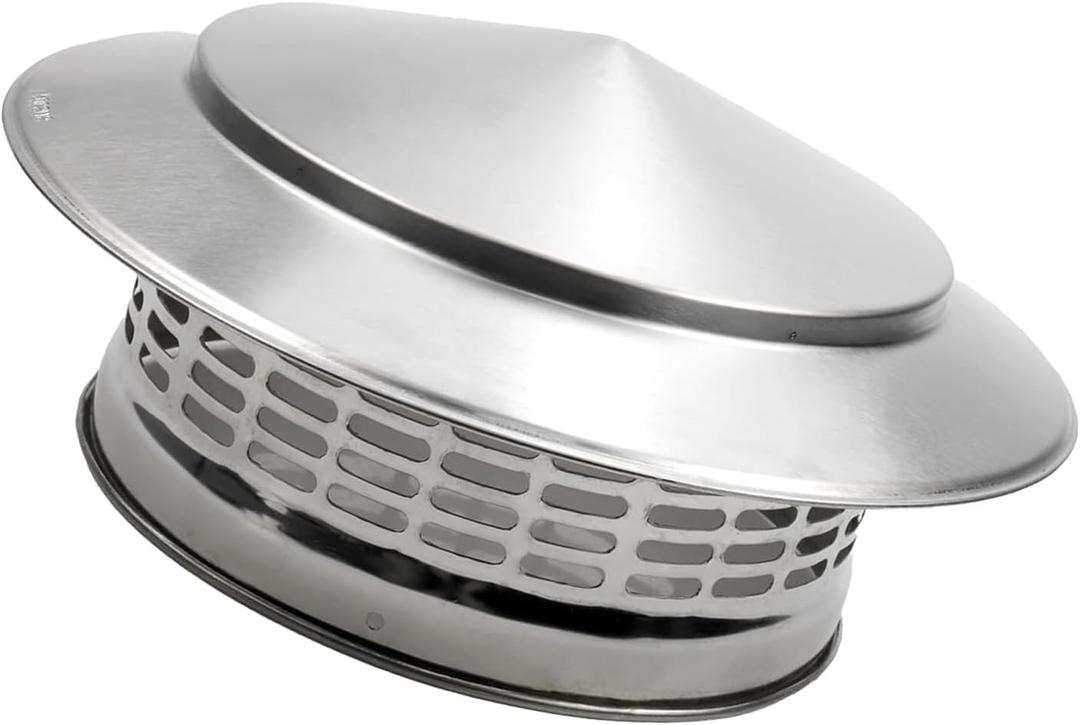 Cone Top Chimney Cap, RoundChimney Cover Cap Outside Roof Fireplace Screen Cover Exterior Stove Pipe Topper (Silver, 8in)