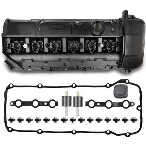 MITZONE Engine Valve Cover with Bolts Compatible with 09/2002-2006 BMW X5 X3 530i 525i 325i 325ci 325xi 330i 330xi 330Ci z4 Replace 11127512839 (BLack-069)