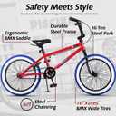 18 Inch Kids Freestyle BMX Bikes for 6-15 Years Old Boys Girls, Red Blue