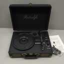 Vinyl Record Player 3-Speed Bluetooth Suitcase Portable Belt-Driven Record Player with Built-in Speakers RCA Line Out AUX in Headphone Jack Vintage Turntable