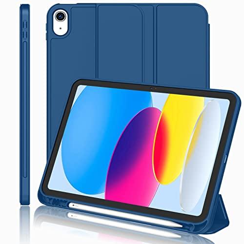 iMieet iPad (A16) Case 11th Gen/iPad 10th Generation Case [11-Inch 2025/10.9 Inch 2022] with Pencil Holder, Trifold Stand Smart Cover with Soft TPU Back,Auto Wake/Sleep(Navy Blue)