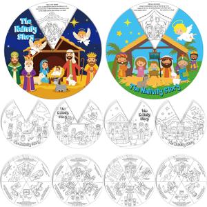 12 Sets Color Your Own Funny Nativity Crafts DIY Christmas Nativity Scene Crafts Religious Christian Jesus Angel for Christmas Party Activities Vacation Bible