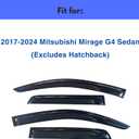 IG Window Visors Fit for 2017-2024 Mitsubishi Mirage G4 Sedan, Out-Channel Rain Guards Vent Wind Deflectors 4PC, Car Accessories for 17-24 Mirage G4 Sedan (Excludes Hatchback)