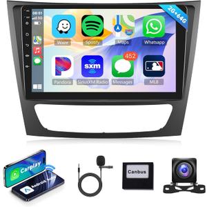2G+64G Android Car Radio Stereo for Mercedes Benz E Class W211 E200 CLS W219 2002-2009 with Wireless Carplay Android Auto, 9 inch Mirror Link GPS WiFi Bluetooth FM RDS EQ Backup Camera