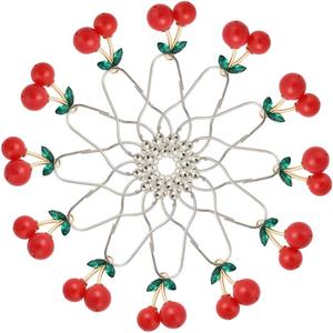 12 Pieces Cherry Shower Curtain Hooks for Bathroom Shower Rods, Stainless Steel Cherry Pendant Bathroom Decorations Curtain Rings Set (Red Cherries)