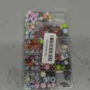 15 Styles Sports Beads Football Baseball Basketball Tennis Volleyball Soccer with 1 Roll of Elastic Rope and a Plastic Box for DIY Bracelet Necklace Making