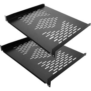 RIVECO 2 PCS 1U Server Rack Shelf 19 Rack-Mount Trays 16 Inches Vented Cantilevers for Server & Network Equipment Mounting, (40 CM) Depth, Black
