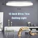 LED Flush Mount Ceiling Light - 15 Inch Ceiling Light Fixtures 3000/4000/5000K Adjustable, 25W (200W Equivalent), 2200LM, Dimmable Light Fixture for Bedroom, Kitchen, Bathroom, Energy Star, ETL