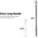 Capri Tools 1/2 in. Drive Fine 90-Tooth Locking Flex-Head Ratchet, Extra Long Chrome Handle