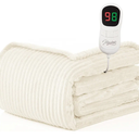 Homemate Heated Blanket Electric Throw - 50"x60" Heating Blanket Throw 1/2/4/6/8 Hours Auto-Off 10 Heat Levels Over-Heat Protection Soft Flannel Sherpa ETL Certification