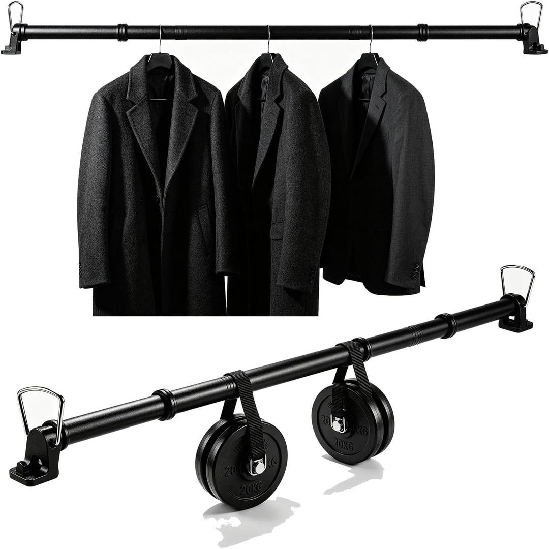 Heavy Duty Car Clothes Hanger Bar - Telescopic Clothes Rack from 30 to 63 Inches, 120lbs Max Load with Anti-Slip Rings for Car, SUV, Truck, RV