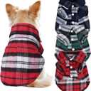 3 Pcs Dog Clothes Plaid Shirt Puppy Clothes Button Up Cat Shirt for Small Pet Dogs Cat Christmas Costume (Small)
