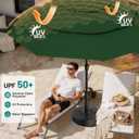 AreShark 9ft 3-Tier Patio Umbrellas, Outdoor Umbrella with 8 Sturdy Ribs UV Protection Windproof, Market Table Umbrella w/Push Button Tilt & Crank for Pool, Porch, Deck, Garden(Dark Green)