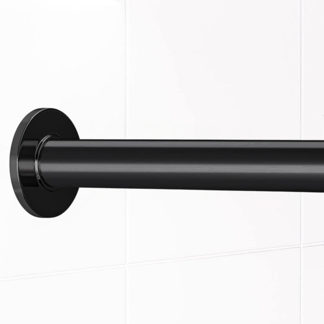 Closet Rod Cover 58 Inch, Smooth Glide Closet Rod Cover - 4 Covers - Black