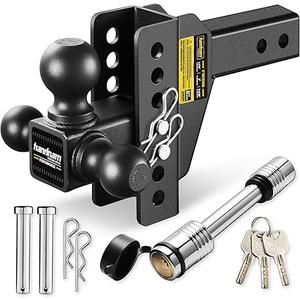 Drop Hitch Adjustable Trailer Hitch, Tow Hitch with 6-Inch Drop/Rise for Truck (16,500 LBS GTW), Adjustable Drop Hitch Fits 2-Inch Receiver, Trailer Hitches with Double Anti-Theft Pins Locks