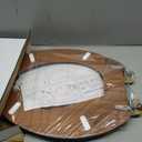 Elongated Toilet Seat Molded Wood Toilet Seat with Zinc Alloy Hinges, Easy to Install also Easy to Clean, Anti-pinch Wooden Toilet Seat by Angol Shiold (Elongated, Natural)