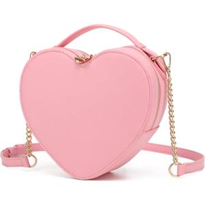 lola mae Heart Shape Crossbody Purse for Women  Cute Valentines Gift Handbag, Zip-Around Shoulder Bag for Teens (Pink-759)